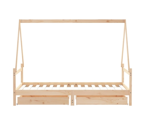 Estructura de cama infantil con cajones madera pino 90x190 cm