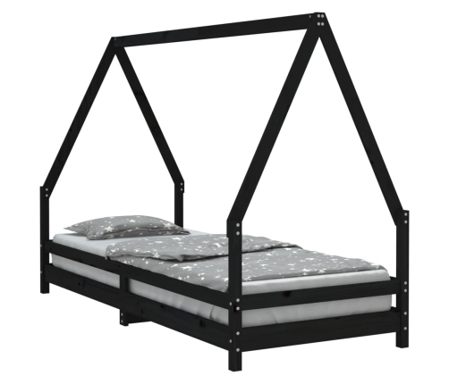 Estructura de cama para niños madera de pino negro 80x200 cm