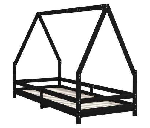 Estructura de cama para niños madera de pino negro 80x200 cm