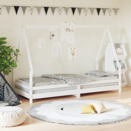 Estructura de cama para niños madera de pino blanco 90x200 cm