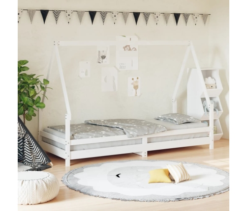 Estructura de cama para niños madera de pino blanco 90x200 cm