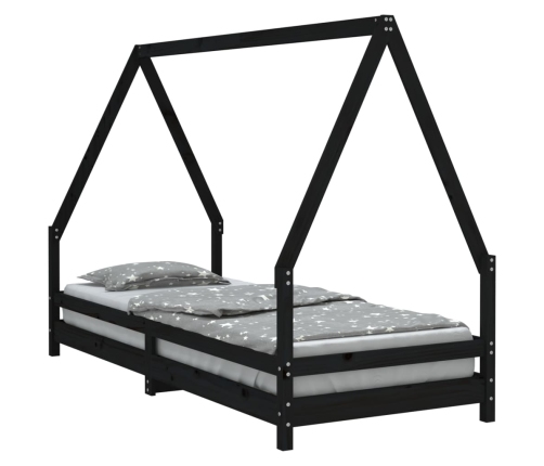 Estructura de cama para niños madera de pino negro 90x200 cm