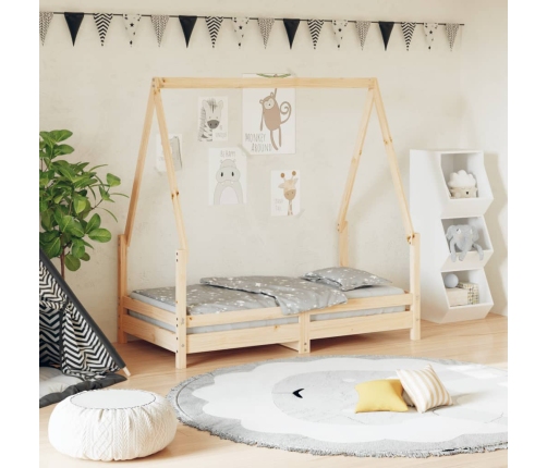 Estructura de cama para niños madera maciza de pino 70x140 cm