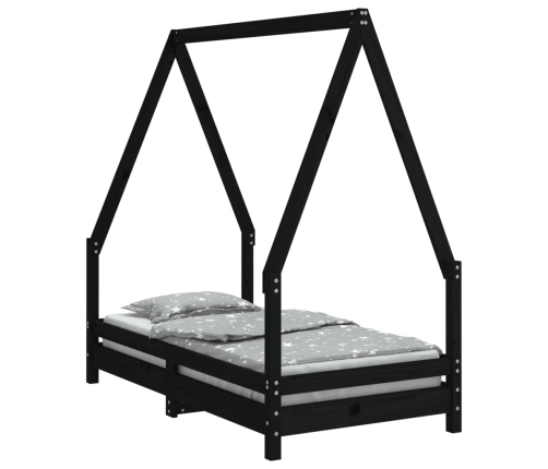 Estructura de cama para niños madera de pino negro 70x140 cm