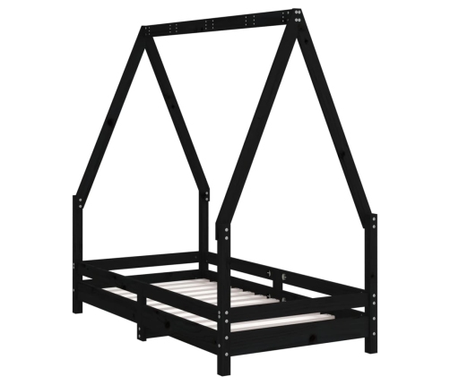 Estructura de cama para niños madera de pino negro 70x140 cm