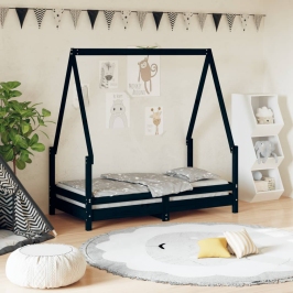 Estructura de cama para niños madera de pino negro 70x140 cm