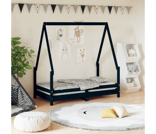 Estructura de cama para niños madera de pino negro 70x140 cm