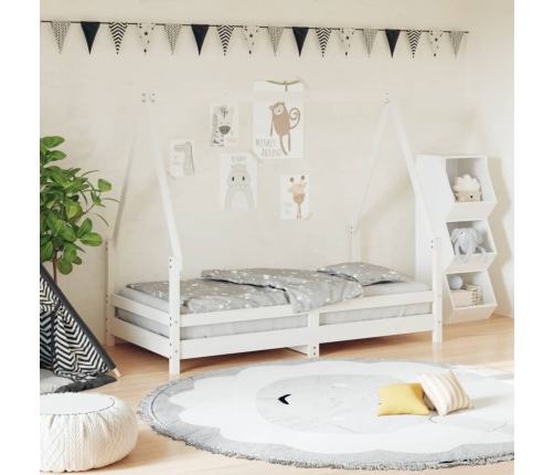 Estructura de cama para niños madera de pino blanco 80x160 cm