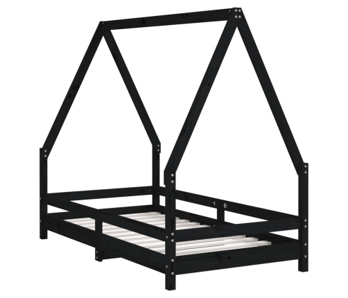 Estructura de cama para niños madera de pino negro 80x160 cm