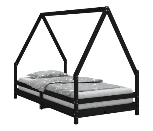 Estructura de cama para niños madera de pino negro 90x190 cm