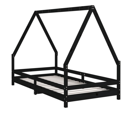 Estructura de cama para niños madera de pino negro 90x190 cm