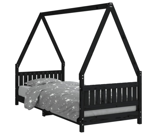 Estructura de cama para niños madera de pino negro 80x200 cm