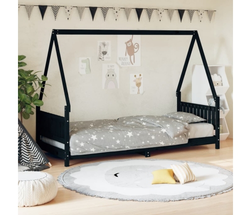 Estructura de cama para niños madera de pino negro 80x200 cm