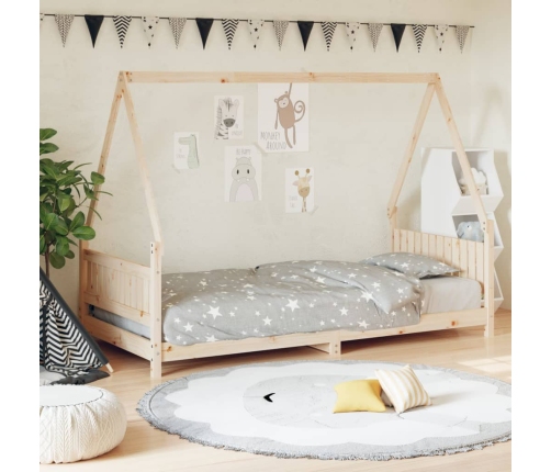 Estructura de cama para niños madera maciza de pino 90x200 cm