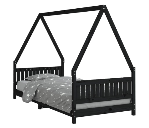 Estructura de cama para niños madera de pino negro 90x200 cm