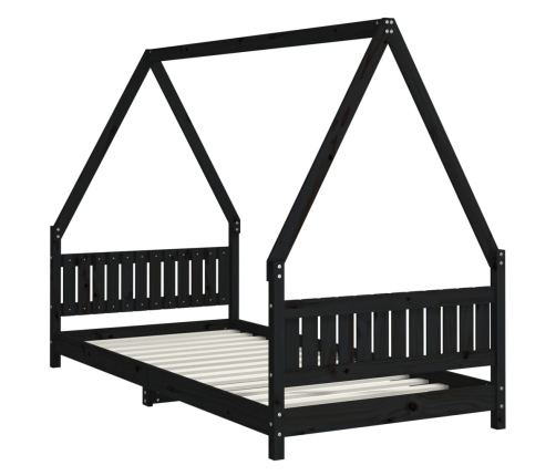 Estructura de cama para niños madera de pino negro 90x200 cm