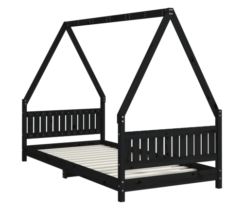 Estructura de cama para niños madera de pino negro 90x200 cm