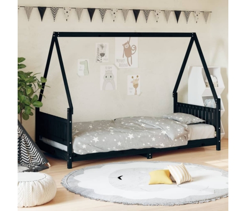 Estructura de cama para niños madera de pino negro 90x200 cm