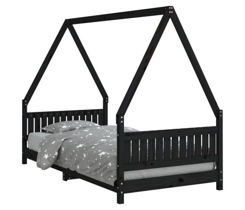 Estructura de cama para niños madera de pino negro 90x190 cm