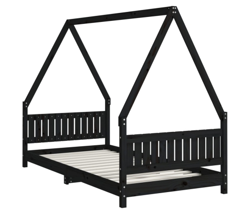 Estructura de cama para niños madera de pino negro 90x190 cm