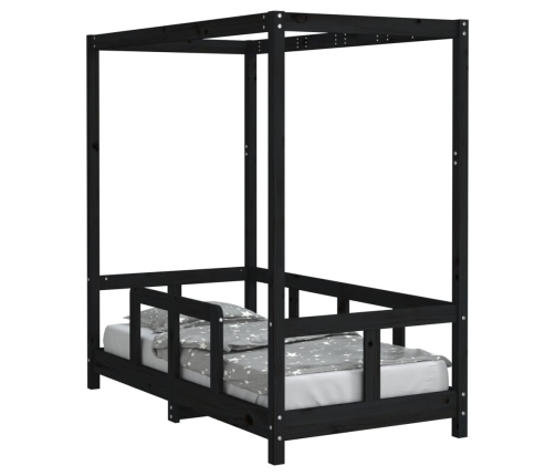 Estructura de cama para niños madera de pino negro 70x140 cm