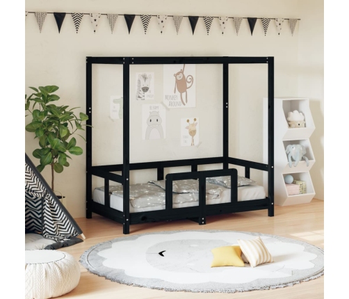 Estructura de cama para niños madera de pino negro 70x140 cm