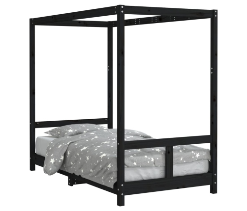 Estructura de cama para niños madera de pino negro 80x160 cm