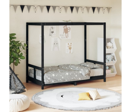 Estructura de cama para niños madera de pino negro 80x160 cm