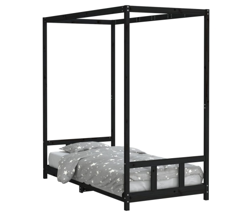 Estructura de cama para niños madera de pino negro 90x190 cm