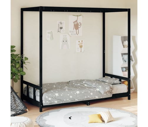 Estructura de cama para niños madera de pino negro 90x190 cm