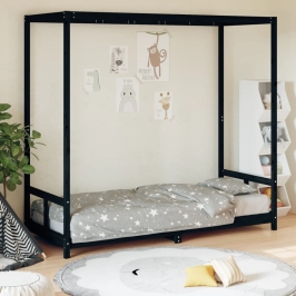 Estructura de cama para niños madera de pino negro 80x200 cm