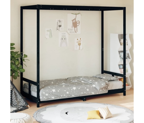 Estructura de cama para niños madera de pino negro 80x200 cm