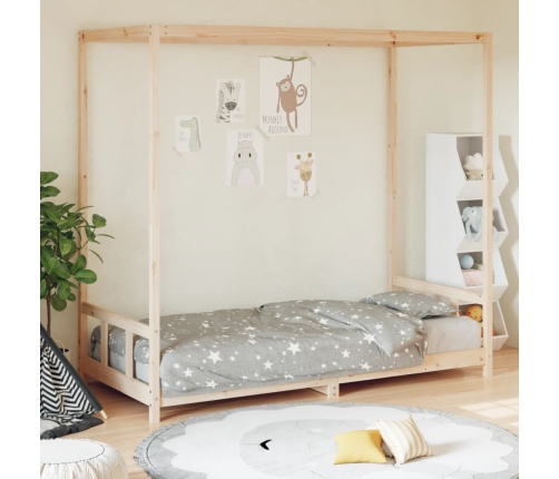 Estructura de cama para niños madera maciza de pino 90x200 cm