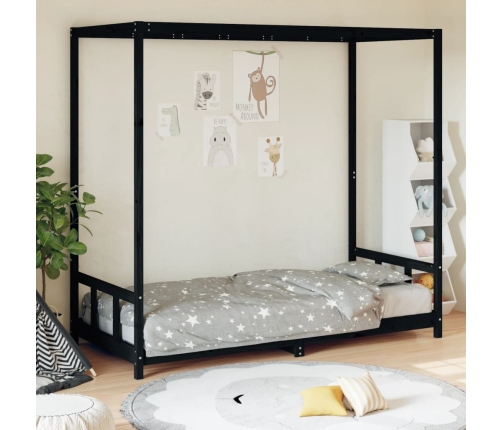 Estructura de cama para niños madera de pino negro 90x200 cm