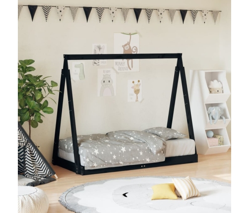 Estructura de cama para niños madera de pino negro 70x140 cm