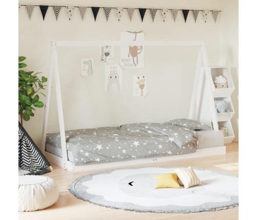 Estructura de cama para niños madera de pino blanco 90x190 cm