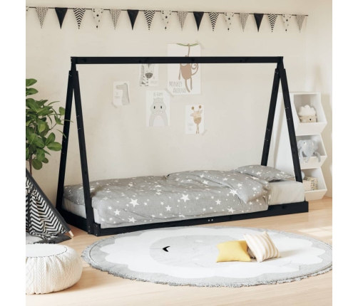 Estructura de cama para niños madera de pino negro 80x200 cm