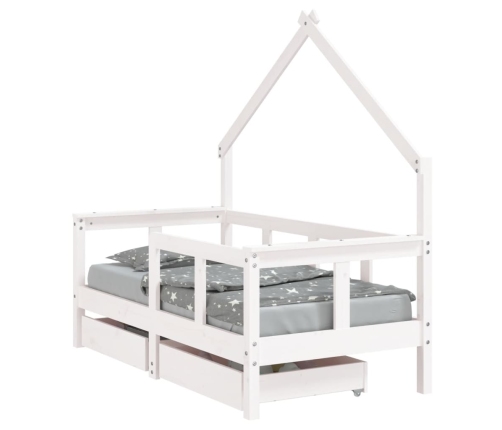 Estructura cama niños con cajones madera pino blanco 70x140 cm