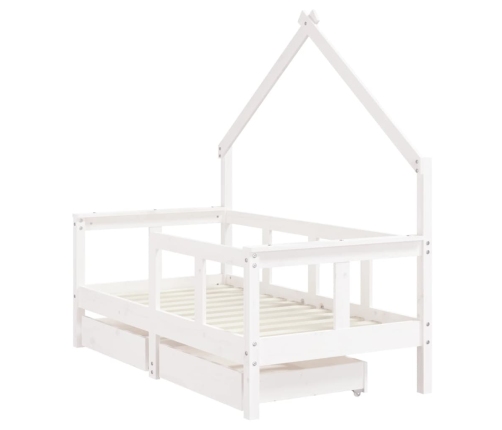 Estructura cama niños con cajones madera pino blanco 70x140 cm