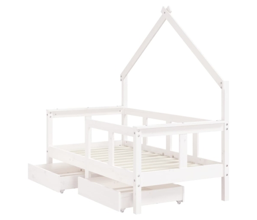 Estructura cama niños con cajones madera pino blanco 70x140 cm