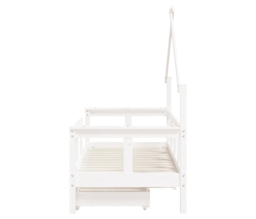 Estructura cama niños con cajones madera pino blanco 70x140 cm