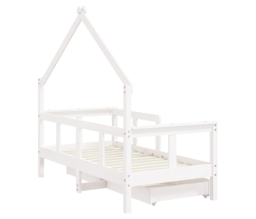 Estructura cama niños con cajones madera pino blanco 70x140 cm