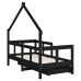 Estructura de cama niños con cajones madera pino negro 70x140cm