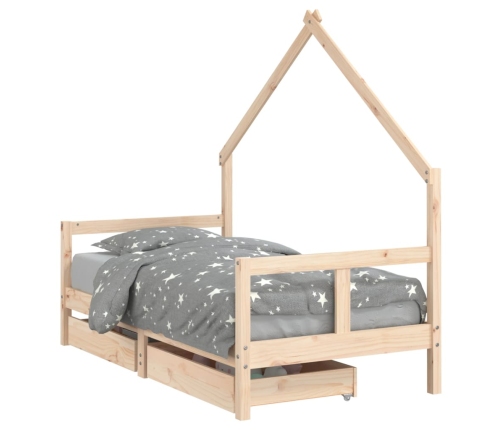 Estructura de cama infantil con cajones madera de pino 80x160cm