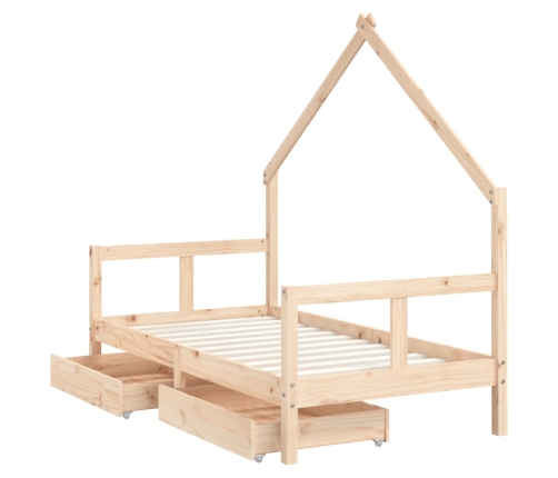 Estructura de cama infantil con cajones madera de pino 80x160cm