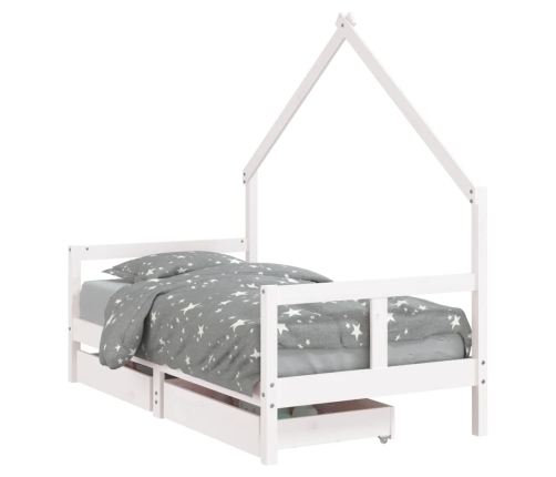 Estructura cama infantil y cajones madera pino blanco 80x160 cm