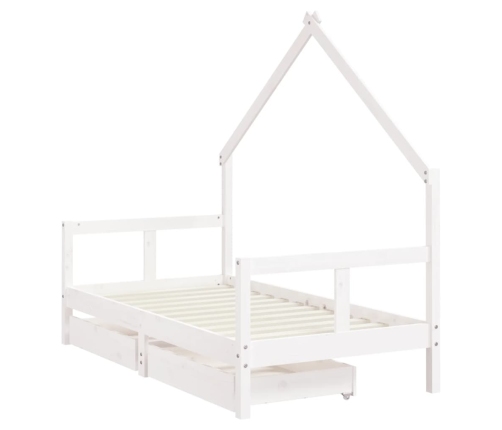 Estructura cama infantil y cajones madera pino blanco 80x160 cm