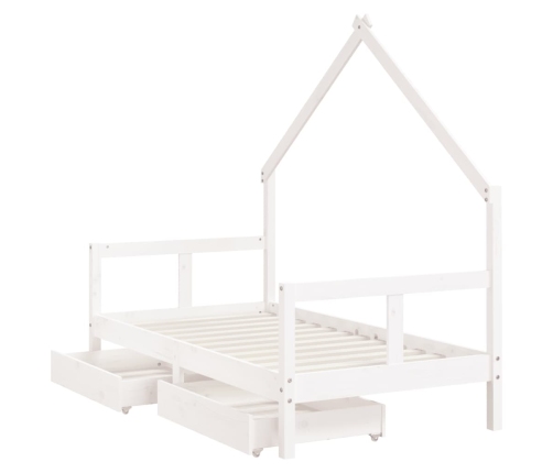 Estructura cama infantil y cajones madera pino blanco 80x160 cm