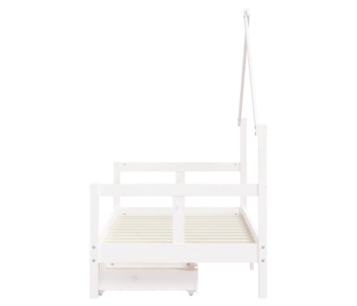 Estructura cama infantil y cajones madera pino blanco 80x160 cm