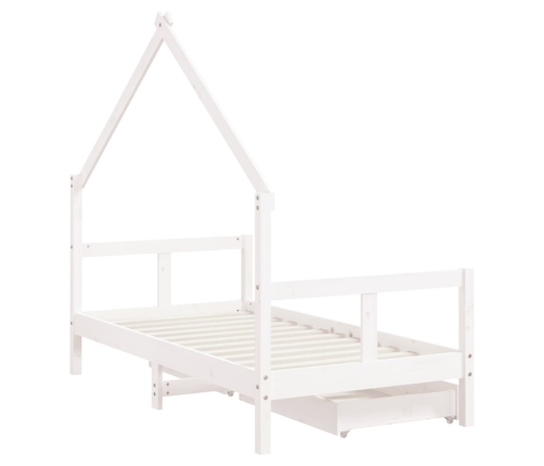 Estructura cama infantil y cajones madera pino blanco 80x160 cm